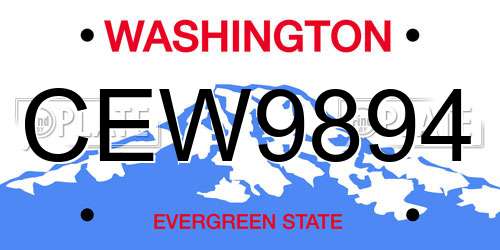 CEW9894 Washington License Plate