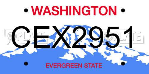 CEX2951 Washington License Plate