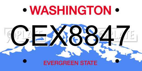 CEX8847 Washington License Plate
