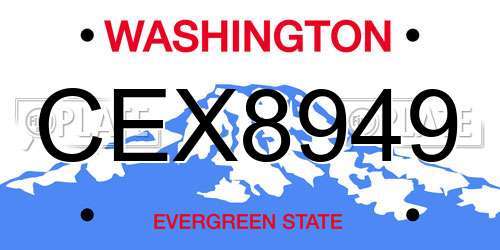 CEX8949 Washington License Plate