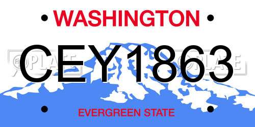 CEY1863 Washington License Plate