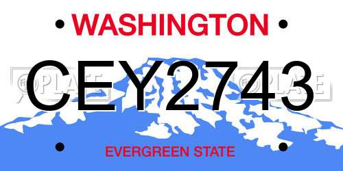CEY2743 Washington License Plate