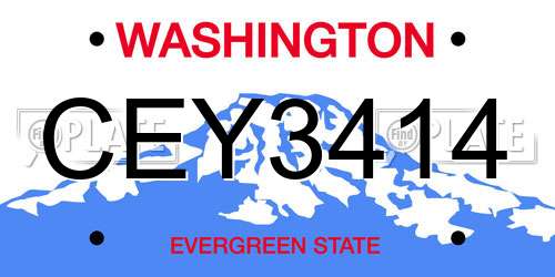 CEY3414 Washington License Plate