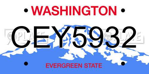 CEY5932 Washington License Plate