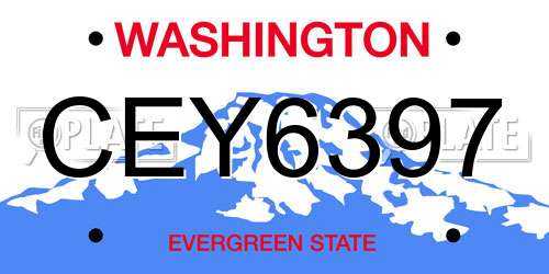 CEY6397 Washington License Plate