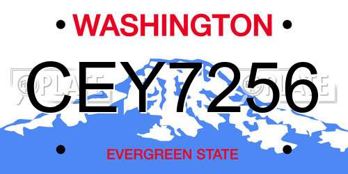 CEY7256 Washington License Plate