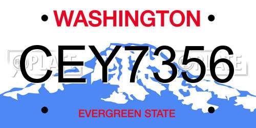 CEY7356 Washington License Plate