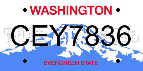 CEY7836 Washington License Plate
