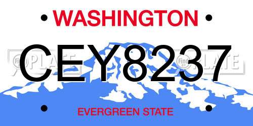 CEY8237 Washington License Plate