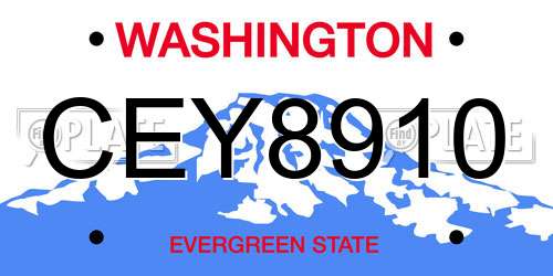 CEY8910 Washington License Plate