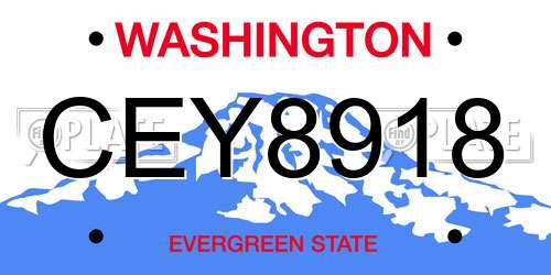 CEY8918 Washington License Plate
