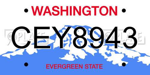 CEY8943 Washington License Plate
