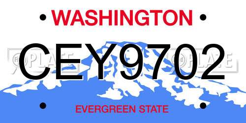 CEY9702 Washington License Plate