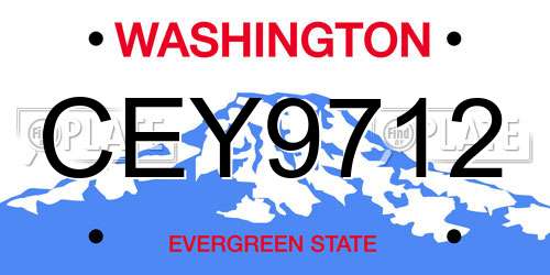 CEY9712 Washington License Plate