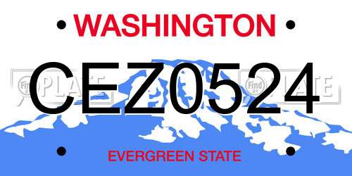 CEZ0524 Washington License Plate