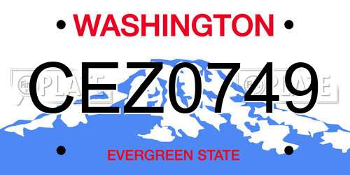 CEZ0749 Washington License Plate