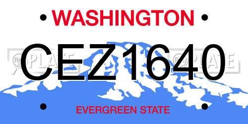 CEZ1640 Washington License Plate
