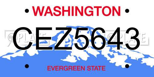 CEZ5643 Washington License Plate