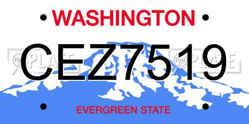 CEZ7519 Washington License Plate