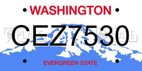 CEZ7530 Washington License Plate