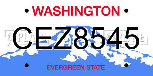 CEZ8545 Washington License Plate