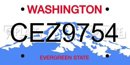 CEZ9754 Washington License Plate