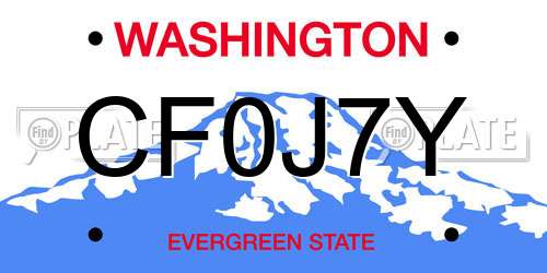 CF0J7Y Washington License Plate