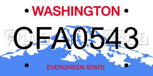 CFA0543 Washington License Plate