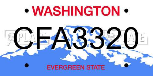 CFA3320 Washington License Plate
