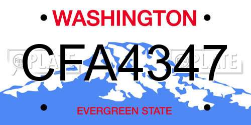 CFA4347 Washington License Plate