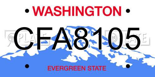 CFA8105 Washington License Plate