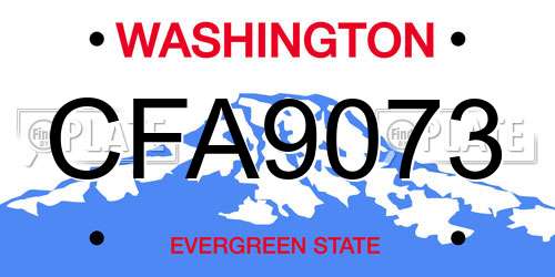 CFA9073 Washington License Plate