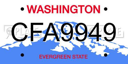 CFA9949 Washington License Plate