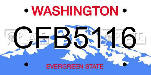 CFB5116 Washington License Plate