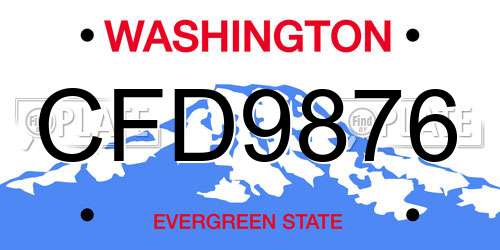 CFD9876 Washington License Plate