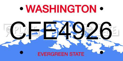 CFE4926 Washington License Plate