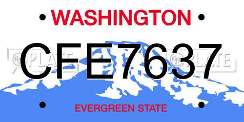 CFE7637 Washington License Plate