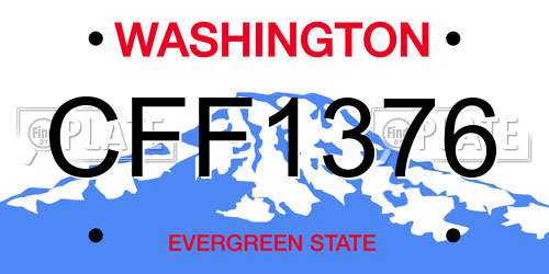 CFF1376 Washington License Plate