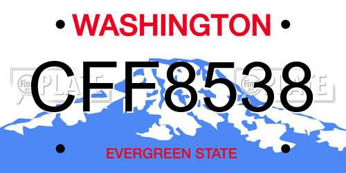 CFF8538 Washington License Plate