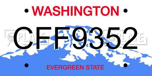 CFF9352 Washington License Plate
