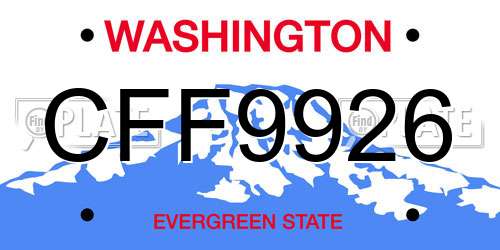 CFF9926 Washington License Plate