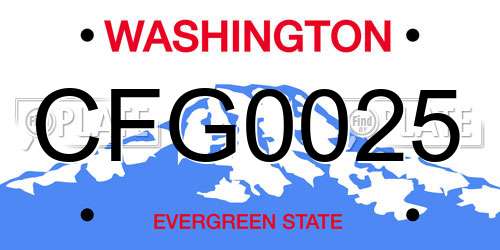 CFG0025 Washington License Plate