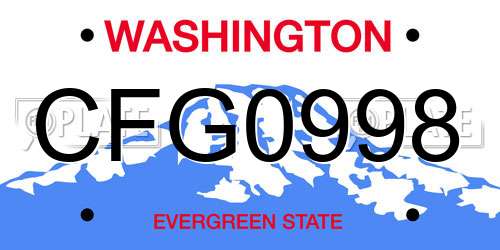 CFG0998 Washington License Plate