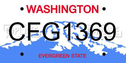 CFG1369 Washington License Plate