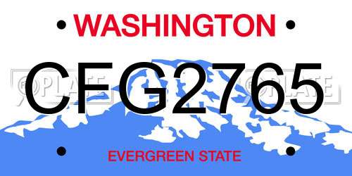 CFG2765 Washington License Plate