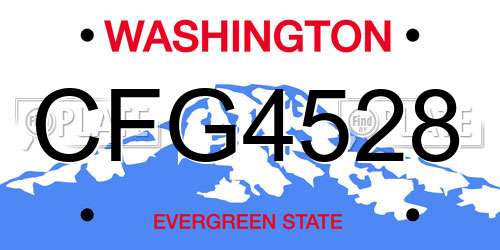 CFG4528 Washington License Plate