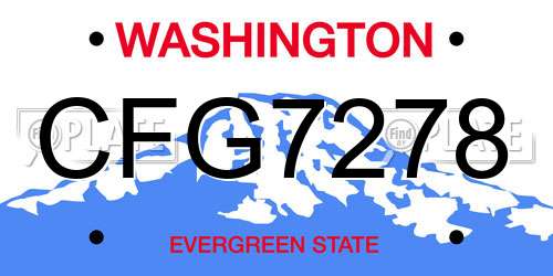 CFG7278 Washington License Plate