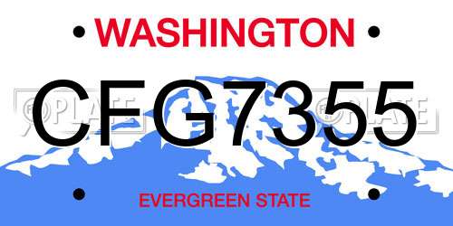 CFG7355 Washington License Plate