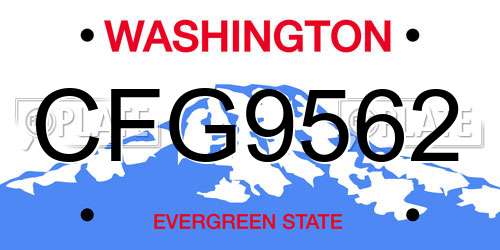 CFG9562 Washington License Plate