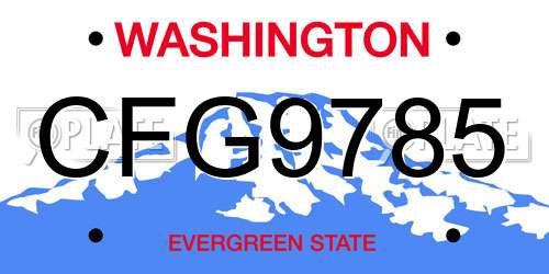 CFG9785 Washington License Plate